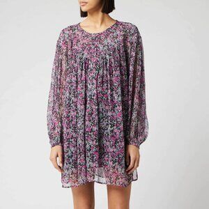 Isabel Marant Orion Blooming Silk Dress Printed Long Sleeve Button M 40